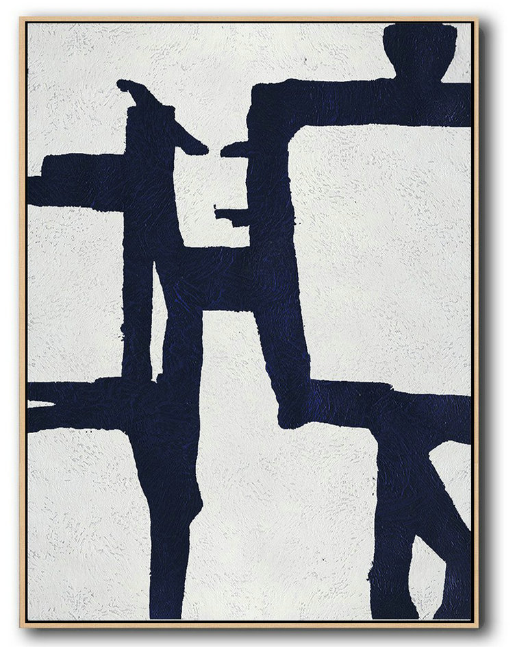 Hand Made Abstract Art,Buy Hand Painted Navy Blue Abstract Painting Online,Large Wall Art Canvas